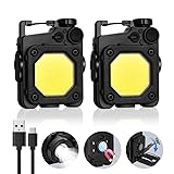 2 Pack Cob Keychain Flashlight,1000 Lumens Bright