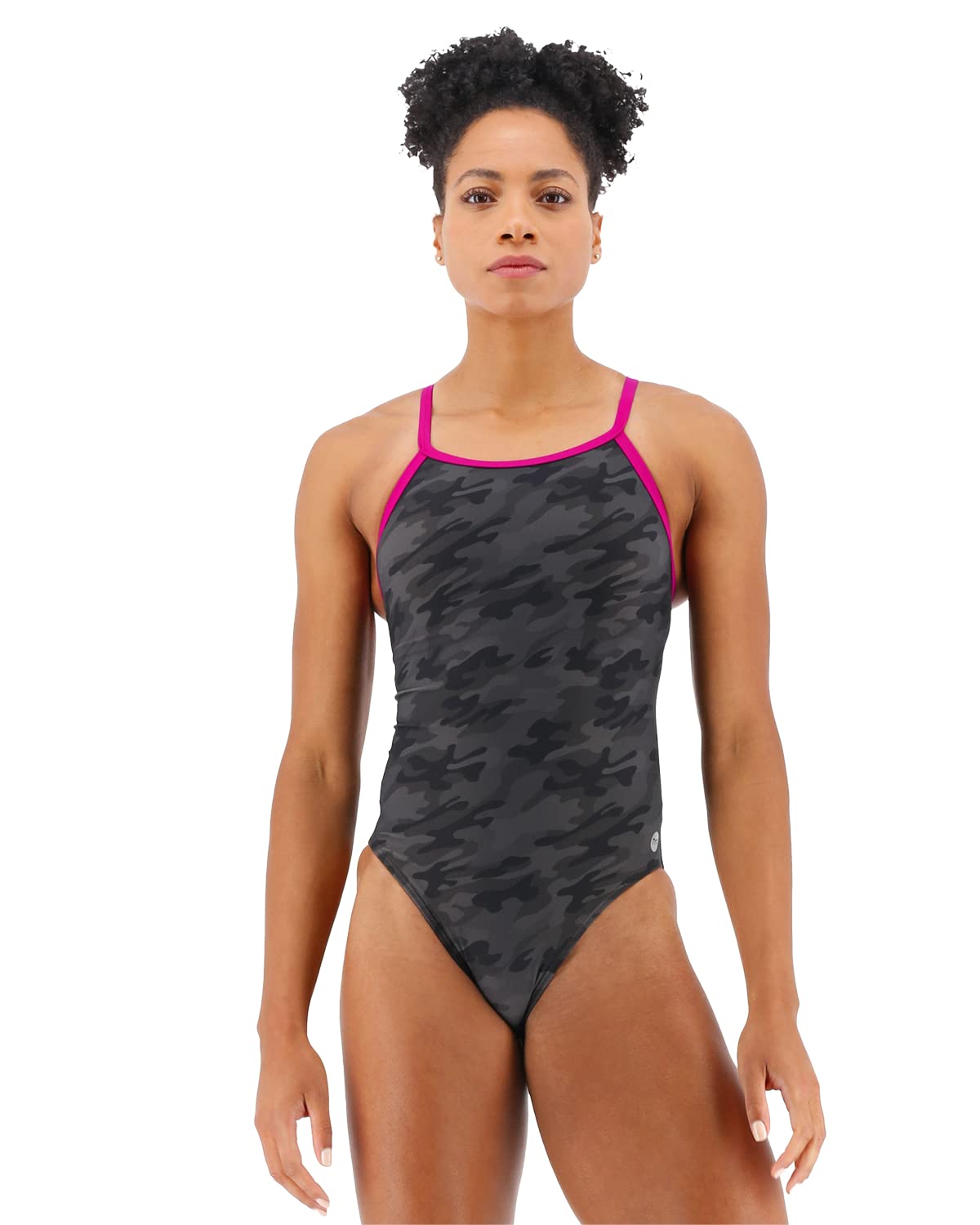 TYR Women’s Standard Durafast Elite Diamondfit Controlfit One Piece Swimsuit, Black Camo, 8