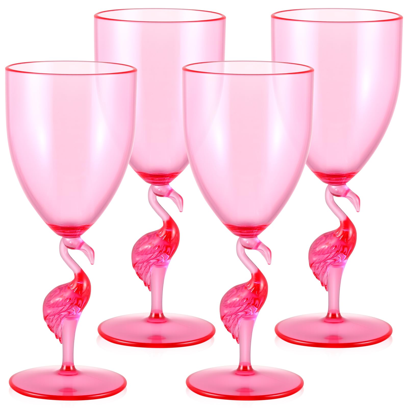 Photo 1 of Singhoow 4 Pcs Flamingo Stem Wine Glasses 14oz Plastic Pink Glasses Reusable Funny Drinkware for Wine Beverage Flamingo Fiesta Party Favor Supplies