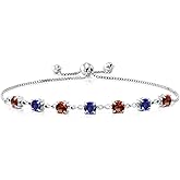 Gem Stone King 925 Sterling Silver Customized and Personalized Round 4.5MM Gemstone Birthstone Infinity Tennis Bracelet For Women | Bollo Bracelet | Fully Adjustable Up to 9 Inch | Easy-On Easy-Off