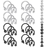 intera 16G Surgical Steel Septum Rings Lip Rings Horseshoe Hoop - Nose, Eyebrow Tragus Daith Helix Piercing Jewelry for Women Men, 6-12mm