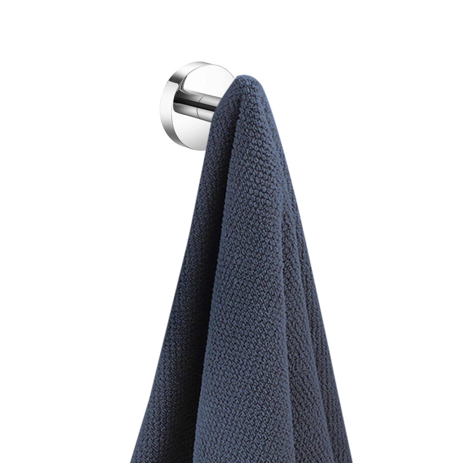 iBathUK Harrow Round Robe Hook, Stainless Steel Bathroom Towel Hook, Heavy Duty Wall Door Coat Hook for Bedroom or Kitchen- Chrome