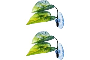 JIAFEI JOIE Betta Fish Leaf Pad Simulating The Natural Habitat for Betta Spawning Grounds Breeding Resting Bed Plastic Suction Cup (2 pcs) (A)
