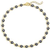 SLOONG Evil Eye Beaded Anklet Bracelets for Women, 14K Gold Plated Ankle Bracelet Jewelry Beach Beads Anklet Set Ankle Bracelets for Women