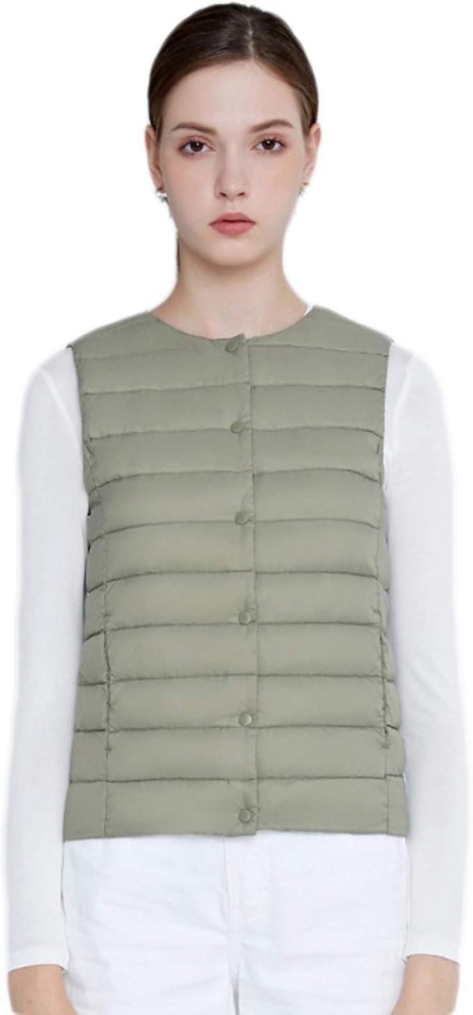 Amazon ダウン ベスト レディース ライト インナーダウン ベスト 軽量 暖かい 無地 シンプル アウター ショート丈 ウルトラライトダウン チョッキ 春 秋 冬 ベスト おしゃれ カジュアル 大きい ベスト 通販