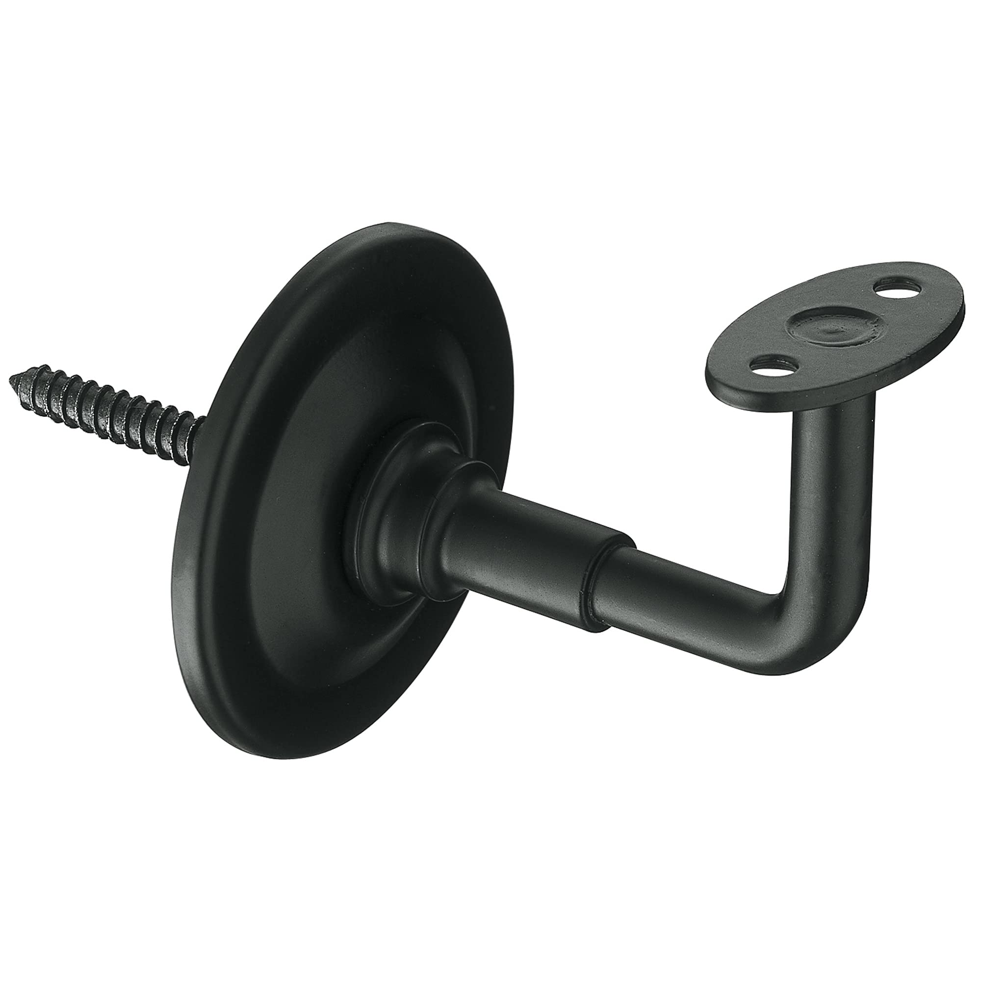 Amig - Support for railings, Steel, Rust and Corrosion Resistant, for Indoor and Outdoor use, Colour: Black, Dimensions: Diameter 70 x 75 x 45 mm