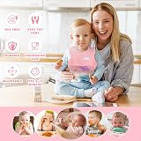 Vicloon 2 x Silicone Baby Bibs Soft Feeding Bibs with Crumb Catcher Pink Green view 6