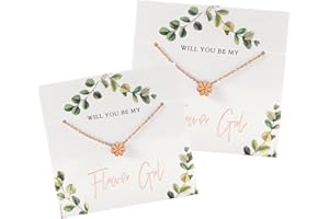 Pop Fizz Designs Flower Girl Gift - Flower Girl Necklace (Set of 2) | Girls' Jewelry | Flower Girl Necklace | Flower Girl Gifts from Bride