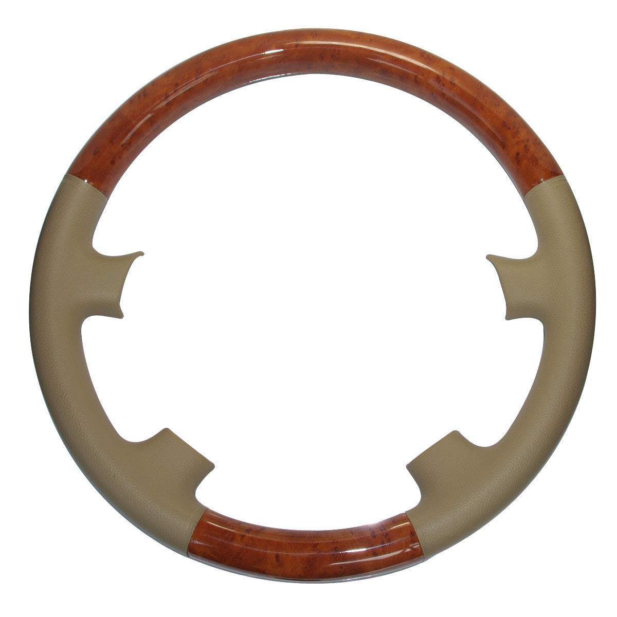 Pursuestar Tan Leather Brown Wood Steering Wheel Cover Decor Protector