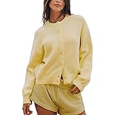 Arssm Womens Button Up Cardigan Sweater Crewneck Long Sleeve Fall Soft Knit Sweater Outwear