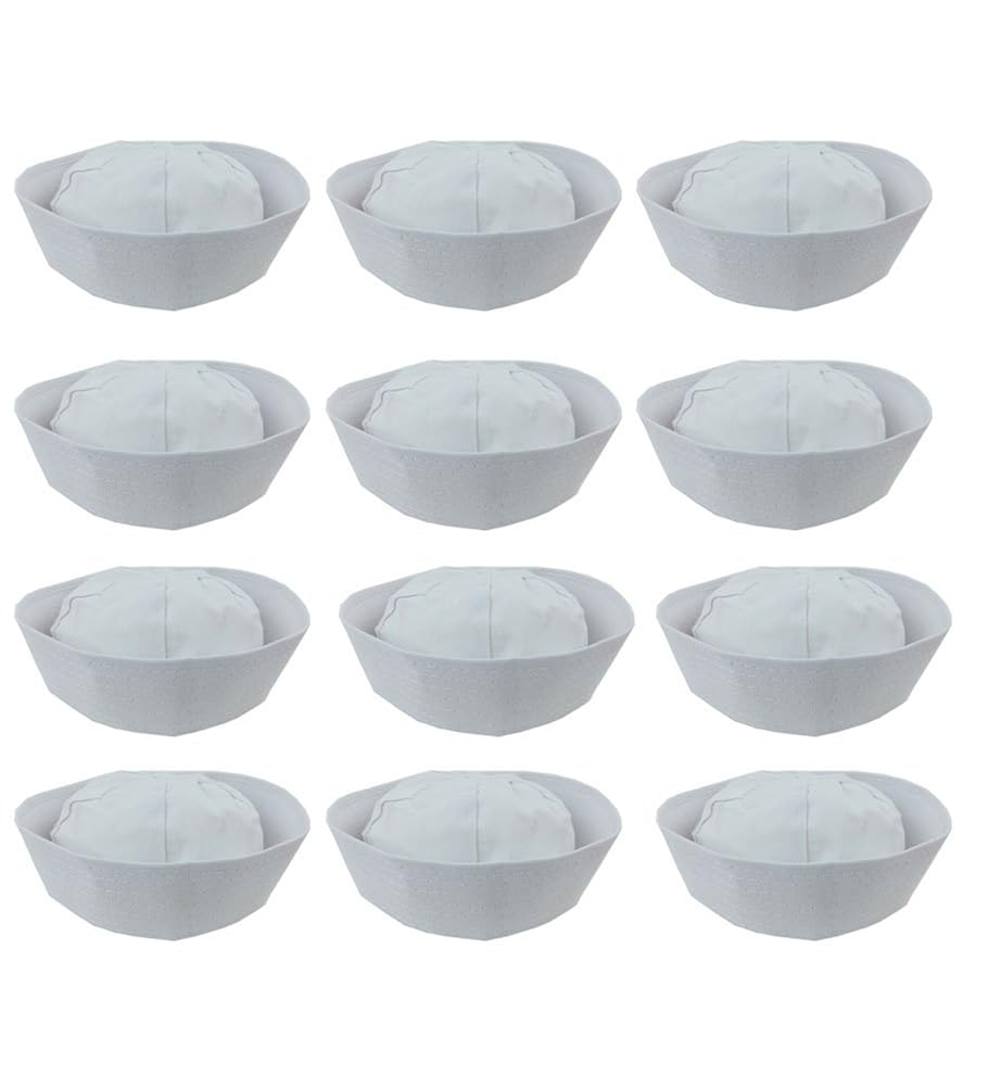 White Sailor Hat Made of Cotton Costume Accessory 12 Pack Amazon.co