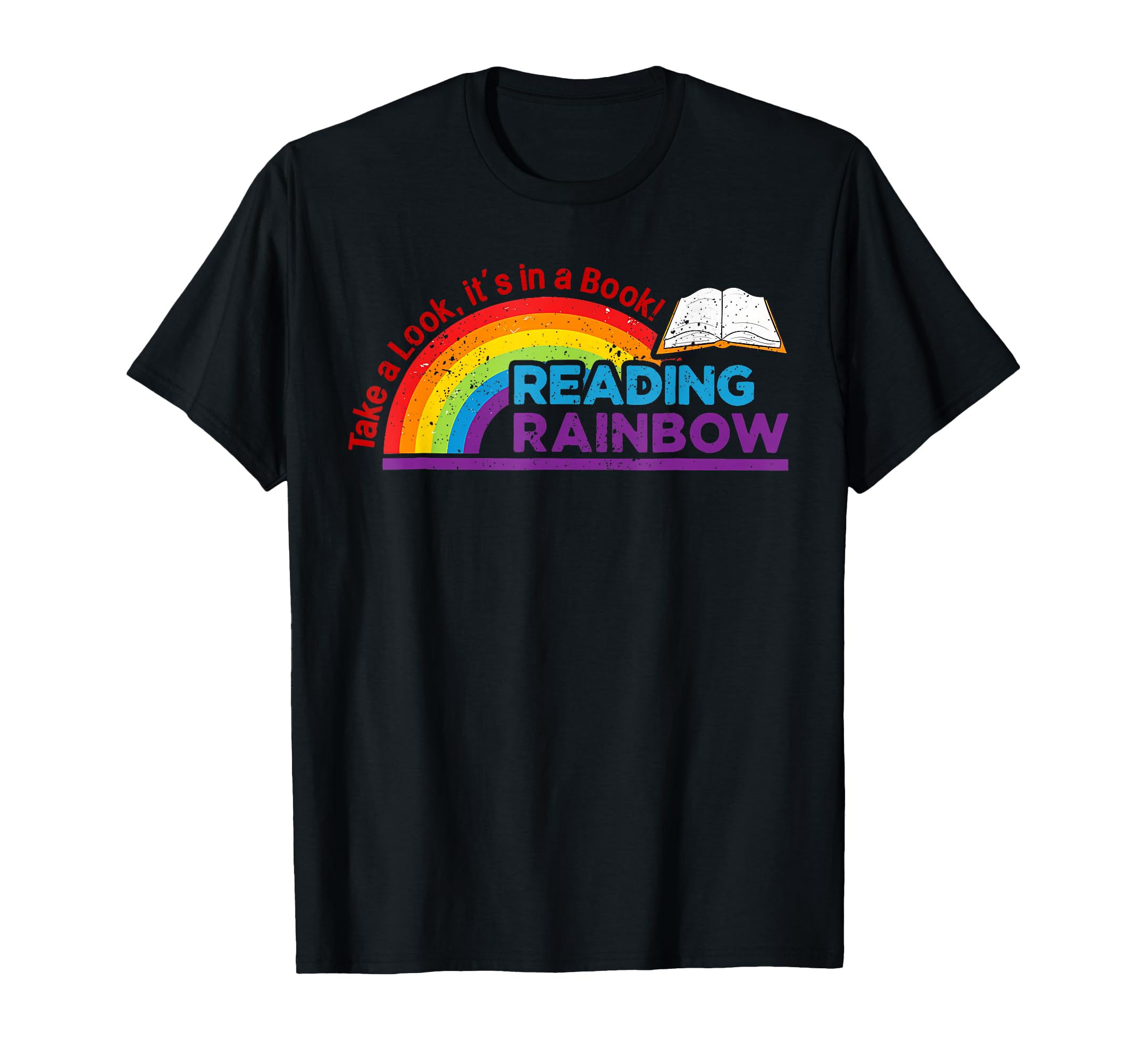 Photo 1 of Take A Look it's In A Book Reading Book Vintage Rainbow T-Shirt (Color: Orange)