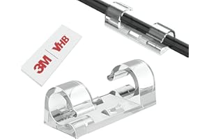 AFFAVON 80pcs Adhesive Cable Clips 90 Strips, Finisher Wire Clamp Cord Clips Cable Management Light Clips Cable Organizer Max.1/4" Wire Hider for Cords