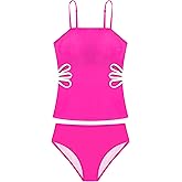 Bupekbee Girls Swimsuit Cut Out Two Piece Tankini with Adjustable Straps Girls Swimwear Bathing Suit for Teens 9-16Y