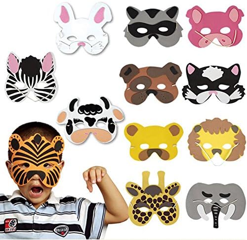 SupremeLife 12pcs/set Kids Animal Face Halloween Mask, Head Masks Zoo Party Costume Prop Cosplay Toys
