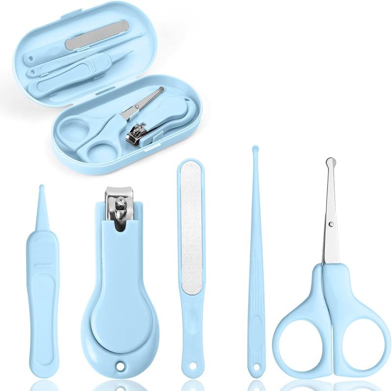Vicloon 5-in-1 Baby Nail Care Set Clippers Scissors Tweezers Earpick Nail File