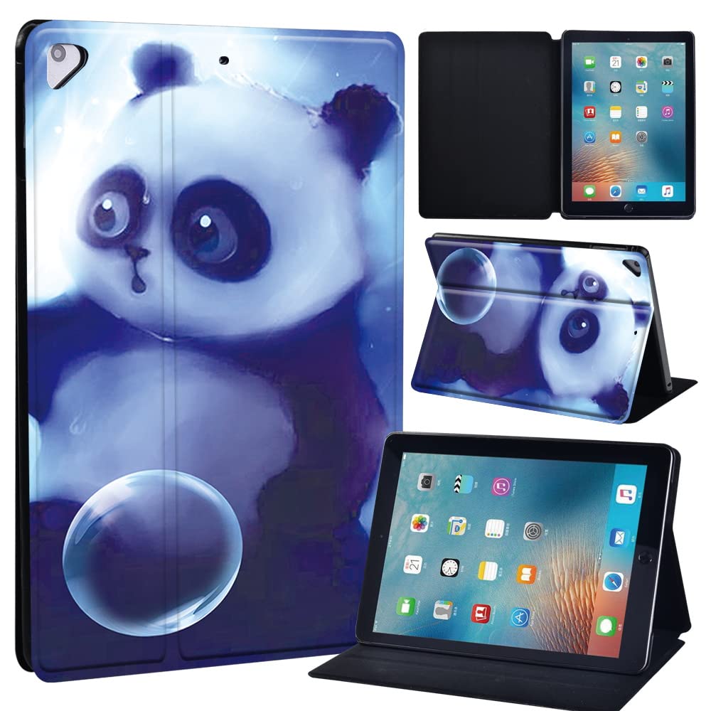 Initial Letter Leather slim lightweight Stand Cover Case for Apple New iPad 9.7 2018 2017(6th Gen, 5th Gen)/iPad Air 2/iPad Air/iPad Pro 9.7 Tablet with Auto Wake/Sleep (cute panda)