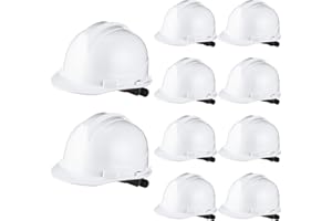 Leumoi 10 Pcs Suspension Hard Hat, Construction Hard Hat for Safety, Ratchet Cap Style with Self Adjusting Crown Straps for Man Woman