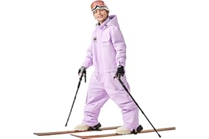 HOTIAN Boys/Girls One Piece Ski Suits Overalls Jumpsuit Windproof Waterproof Snowboarding Snow Suit for Kids Winter Outdoor