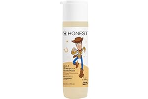 The Honest Company 洁面二合一洗发露 + 沐浴露,对皮肤温和,经皮肤科医生测试,无泪,低致敏性,迪士尼和皮克斯玩具总动员,橙色奶油棒