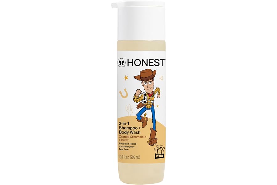 The Honest Company Cleansing 2-in-1 Shampoo + Body Wash, Gentle on Skin, Dermatologist Tested, Tear Free, Hypoallergenic, Disney and Pixar's Toy Story, Orange Creamsicle