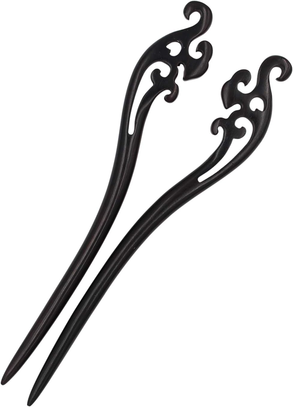 Real Sic Natural Sandalwood Hair Sticks for Women - Set of 2 - Retro Fashion Chopsticks for Long Hair (Water)
