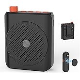 Dual Wireless Microphone Voice Amplifier for Teachers with Magnetic Charging, 15W 15-Hour Portable Speaker - Mini PA System for Classroom, Training, Tour Guides, Yoga, Outdoor (Black)
