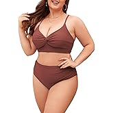 ZAFUL Womens Plus Size Bikini Twist High Waisted Bikini Sets Push Up Bikini Swimsuits Tummy Control 2 Piece Bathing Suit