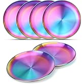 AIEVE Stainless Steel Kids Plates,6 Pack Round Toddler Plates,8 Inch Dinner Dishes for Baby, BPA Free, Dishwasher Safe