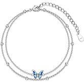 Shusukue Nature Style Bracelet for Women Charm Link Bracelet Adjustable Pineapple/Dragonfly/Butterfly/Daisy/Highland Cow Anklet Bracelet 925 Sterling Silver Anniversary Jewelry Birthday Gifts