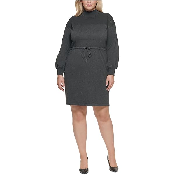 Calvin Klein Womens Plus Knit Long Sleeves Sweaterdress Gray 2X at Amazon  Women's Clothing store