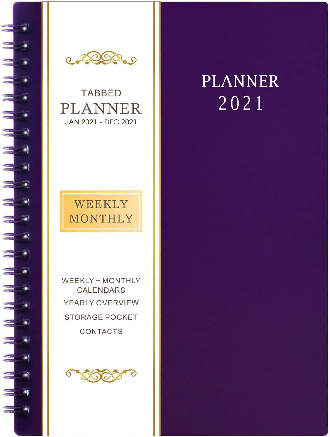 2021 Planner - Weekly & Monthly Planner with Flexible Cover, Jan - Dec, 6.25" × 8.3", Strong Twin - Wire Binding, Round Corner, Improving Your Time Management Skill