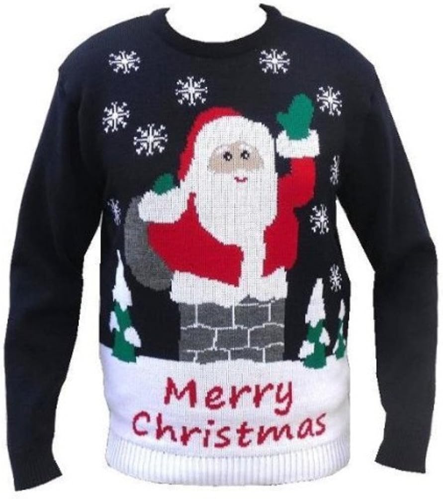 London Knitwear Gallery Merry Christmas Novelty Retro Santa Chimney