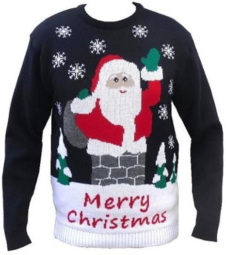 London Knitwear Gallery Merry Christmas Novelty Retro Santa Chimney