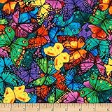 Timeless Treasures 0561312 Pavilion Packed Butterflies Bright Fabric by The Yard