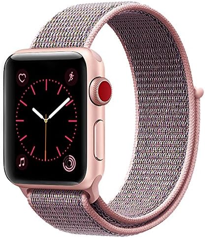 Been5le 38MM Woven Nylon Strap Replacement Sport Loop Nylon Band for Apple Watch Nike+, Series 1, Series 2, Series 3, Sport and Edition - Pink Sand