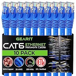 GearIT Cat 6 Ethernet Cable 6 ft (10-Pack) - Cat6