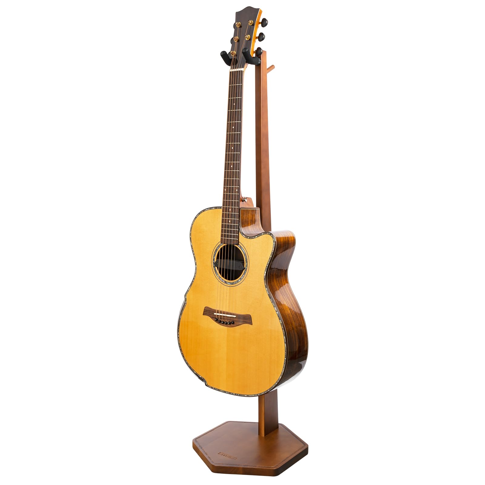 STRICH Acoustic Guitar Stand, HardWood 35.4" Height Floor Guitar Dispaly, Walnut Guitars Holder with Hanger for Home, Studio (FH1, Guitar Display)