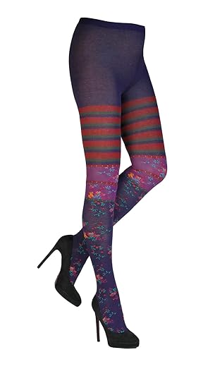CRÖNERT Strumpfhose Baumwoll Strickstrumpfhose Blumenranke