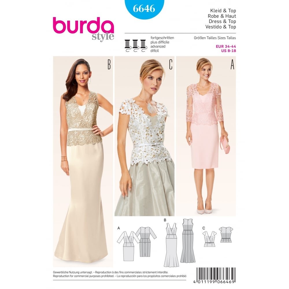 Burda b6646 Dress and Top Sewing Pattern Paper 19 x 13 x 1 cm White