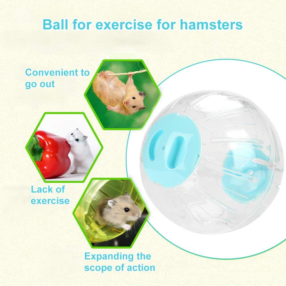 Zerodis Mini Transparent Designed Hamster Crystal Running Balls Toy Small Pet Exercise Balls Funny Toys Run-About Hamsters Ball for Cute Pets Rat Mice Gerbil Running Jogging Playing(Blue) - Image 5