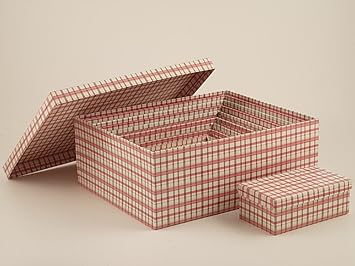Set 10 cajas de almacenaje de cartón a cuadros blancos y rosa Disraeli: Amazon.es: Hogar