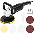 APLMAN Buffer Polisher, 7 Inch Buffer Polisher for Car with 5 Polishing Pads,6 Variable Speed Detachable Handle, Ideal for Marble Slab Wood Polishing Rust Removal Sanding and Waxing