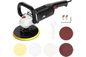 APLMAN Buffer Polisher, 7 Inch Buffer Polisher for Car with 5 Polishing Pads,6 Variable Speed Detachable Handle, Ideal for Marble Slab Wood Polishing Rust Removal Sanding and Waxing