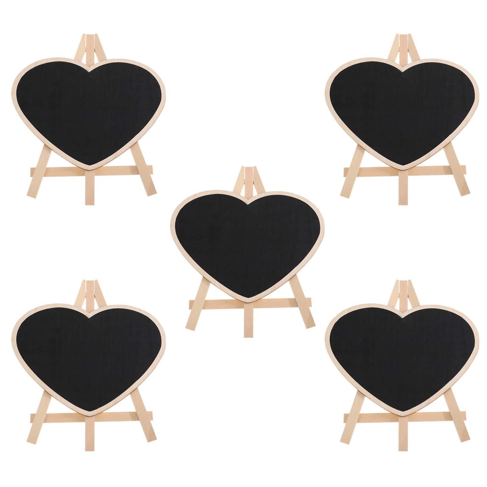 iplusmile Mini Blackboard Set of 5 Wooden Chalkboard Table Signs with Stands for Wedding Party Decor Small Reusable Chalk Boards for Home and Office