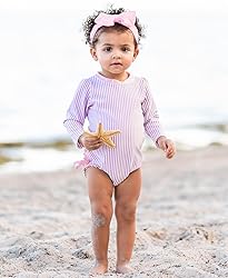 RuffleButts® Baby/Toddler Girls Lilac Seersucker