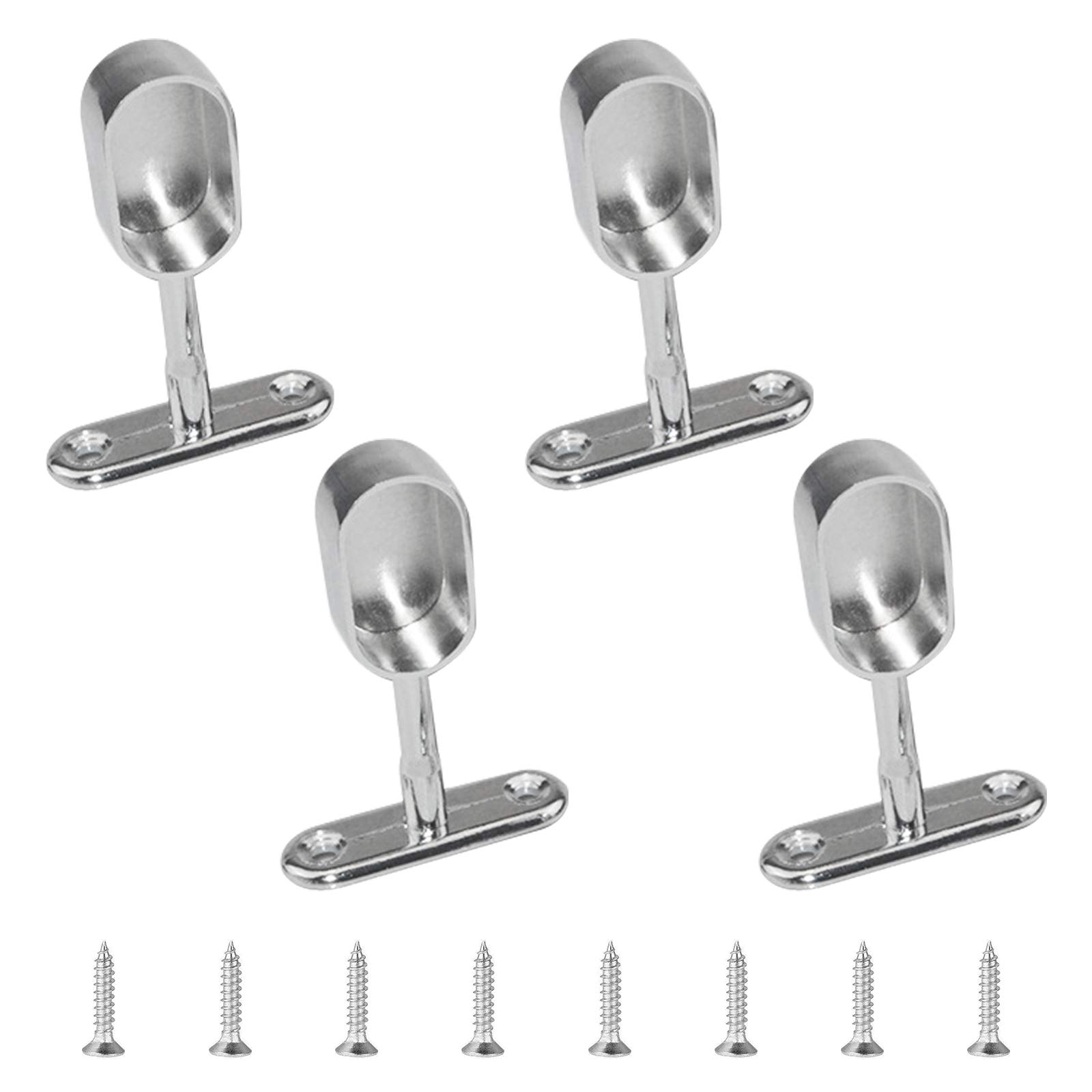 INCREWAY Closet Rod Support, 4Pcs Zinc Alloy Oval Wardrobe Rail Rod End Bracket for Cabinet Wardrobe in Bedroom Bathroom