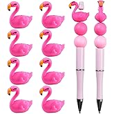 HOMICO 8PCS 3D Flamingo Silicone Focal Beads for Pens, Keychain Making, DIY Beaded Pens & Jewelry