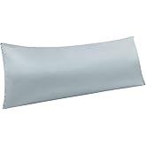 NTBAY Zippered Satin Body Pillow Pillowcase, Silky Slip Cooling Body Pillow Cover, Long Side Hidden Zipper, 20x54 Inches, Silver Grey