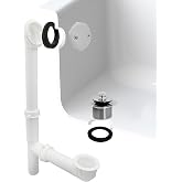 Westbrass A594244CP White Tubular Bath Waste &amp; Overflow Assembly with Twist &amp; Close Drain Plug and Two-Hole Faceplate, Polished Chrome